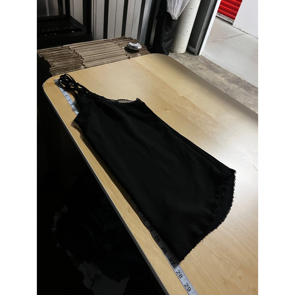 Y2K Womens Cami Top M Black Lace Lightweight Chic Euro Summer Minimalist Capsule - Picture 6 of 7